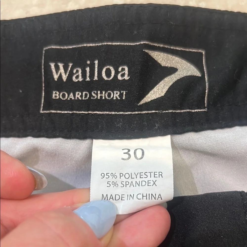 WAILOA Hawaiian Blue Floral Swim Board Shorts Size 30